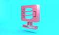Pink Cloud database icon isolated on turquoise blue background. Cloud computing concept. Digital service or app with Royalty Free Stock Photo