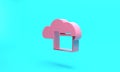 Pink Cloud or online library icon isolated on turquoise blue background. Internet education or distance training Royalty Free Stock Photo