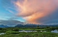 Pink Cloud Over Mountains Royalty Free Stock Photo