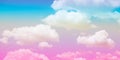 Pink cloud pastel color with yellow and blue sky. Royalty Free Stock Photo