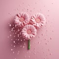 Pink cloud and rain made with daisy flowers and petals Royalty Free Stock Photo