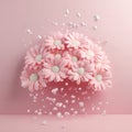 Pink cloud and rain made with daisy flowers and petals. Royalty Free Stock Photo