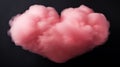 A pink cloud shaped like a heart is on top of black background, AI Royalty Free Stock Photo