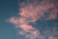Pink clouds in blue sky sunset abstract background