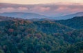 Pink Clouds Over Blue Ridge Mountains NC Royalty Free Stock Photo