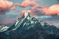 Pink clouds over Machapuchare, Annapurna, Nepal Royalty Free Stock Photo