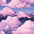 pink clouds in the sky with stars and moon in the background Royalty Free Stock Photo