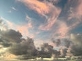 Pink Clouds during Sunset in Hanalei Bay on Kauai Island in Hawaii. Royalty Free Stock Photo