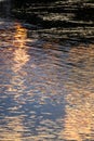 Pink clouds at sunset reflecting in water of river Royalty Free Stock Photo