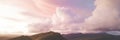 Pink cloudy sky social banner