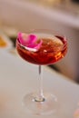 Pink Cocktail with fresh rose petals Royalty Free Stock Photo