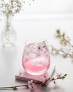 Pink Cocktail with Ice, white backgroung Royalty Free Stock Photo