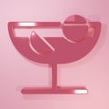 Pink Cocktail icon isolated on pink background. Minimalism concept. 3D render illustration Royalty Free Stock Photo