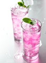 Pink cocktail with mint garnish. Royalty Free Stock Photo