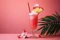 Pink cocktail tropical. Generate Ai Royalty Free Stock Photo