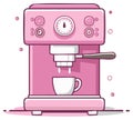 Pink coffee machine brewing coffee into white cup Royalty Free Stock Photo
