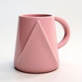Pink 3d Printed Coffee Mug With Sharp Angles And Geometrical Shapes