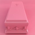 pink coffin isolated on pink background