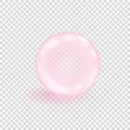 Pink collagen bubble isolated on transparent background. Realistic water serum droplet. Vector illustration of glass Royalty Free Stock Photo