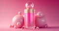 Pink collagen serum or essence bubble, gluta cosmetic product. Skin care concept. generative AI