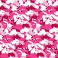 Pink color abstract camouflage seamless pattern Vector background. Modern military style camo art design backdrop. Royalty Free Stock Photo