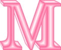 Pink color alphabet m with 3d effect isolated on white surface ,  computer generated design Royalty Free Stock Photo