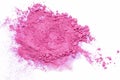 Pink color dust particles splattered on white background. Royalty Free Stock Photo