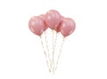 Party celebration balloons. Pink color balloons bunch. 3d rendering. Applicable for birthday holiday design.