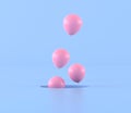 Pink color of balloons floating out from hole on blue background,minimal,gift idea, 3D rendering