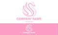 Pink Color Beautiful Animal Swan Logo Design