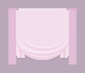 Pink color classic columns and light pale pink canvas fabric curtain in the middle on a gray background vector illustration greek Royalty Free Stock Photo