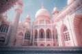 Pink color fantasy mosque under blue sky