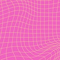 Pink color Grid curved background. Mesh of distorted dynamic curved lines. Abstract geometric pattern.Wave monochrome texture. Rip Royalty Free Stock Photo