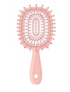 Pink color hair brush for hair care plastic fashion comb vector illustration isolated on white background Royalty Free Stock Photo