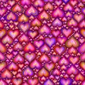 Pink Color Hearts Seamless Mosaic Pattern