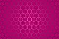 Pink color Honeycomb Grid tile seamless background or Hexagonal cell texture. with gradient shadow background.