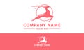 Pink Color Jumping Circle Deer Logo Design