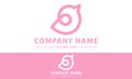 Pink Color Line Art Cartoon Bird Logo Design Royalty Free Stock Photo