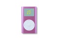 Pink color mp3 player on white background Royalty Free Stock Photo