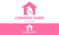 Pink Color Negative Space Bird Home Logo Design Royalty Free Stock Photo