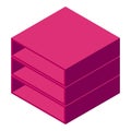 Pink color paper tray icon isometric vector. Cabinet case shelf