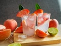 Pink color peach mocktail glass.