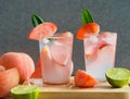 Pink color peach mocktail glass.