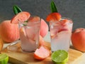 Pink color peach mocktail glass.