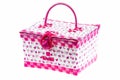 Pink color plastic basket isolated white background. Royalty Free Stock Photo