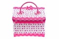 Pink color plastic basket isolated white background. Royalty Free Stock Photo