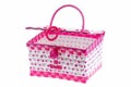 Pink color plastic basket isolated white background. Royalty Free Stock Photo