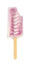 Pink color popsicle with a big bite on white background Royalty Free Stock Photo