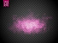 Pink color smoke isolated. Bright vector cloudiness, mist or smog background. Vector