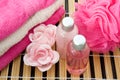 Pink colored bath accessory